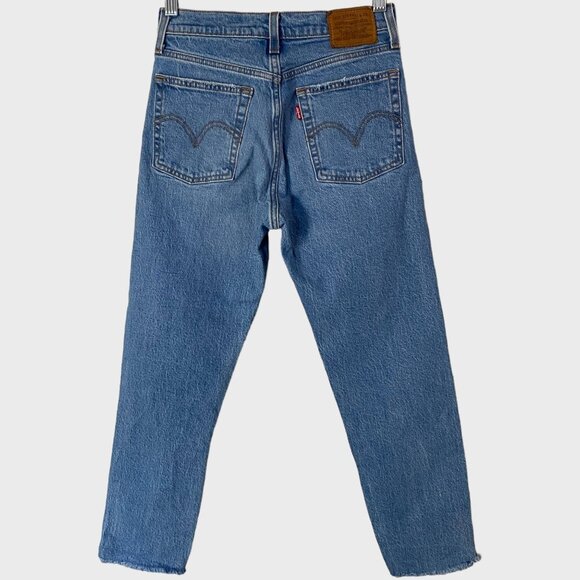 Levi's Wedgie Straight Fit Ankle Jeans Womens 25 Light Wash High-Rise Distressed - Picture 3 of 14